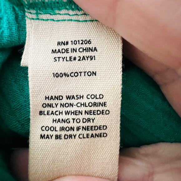 Soft Surroundings Kelly Green Crinkle Cotton Tank Top Lettuce Hem Medium - Picture 8 of 8